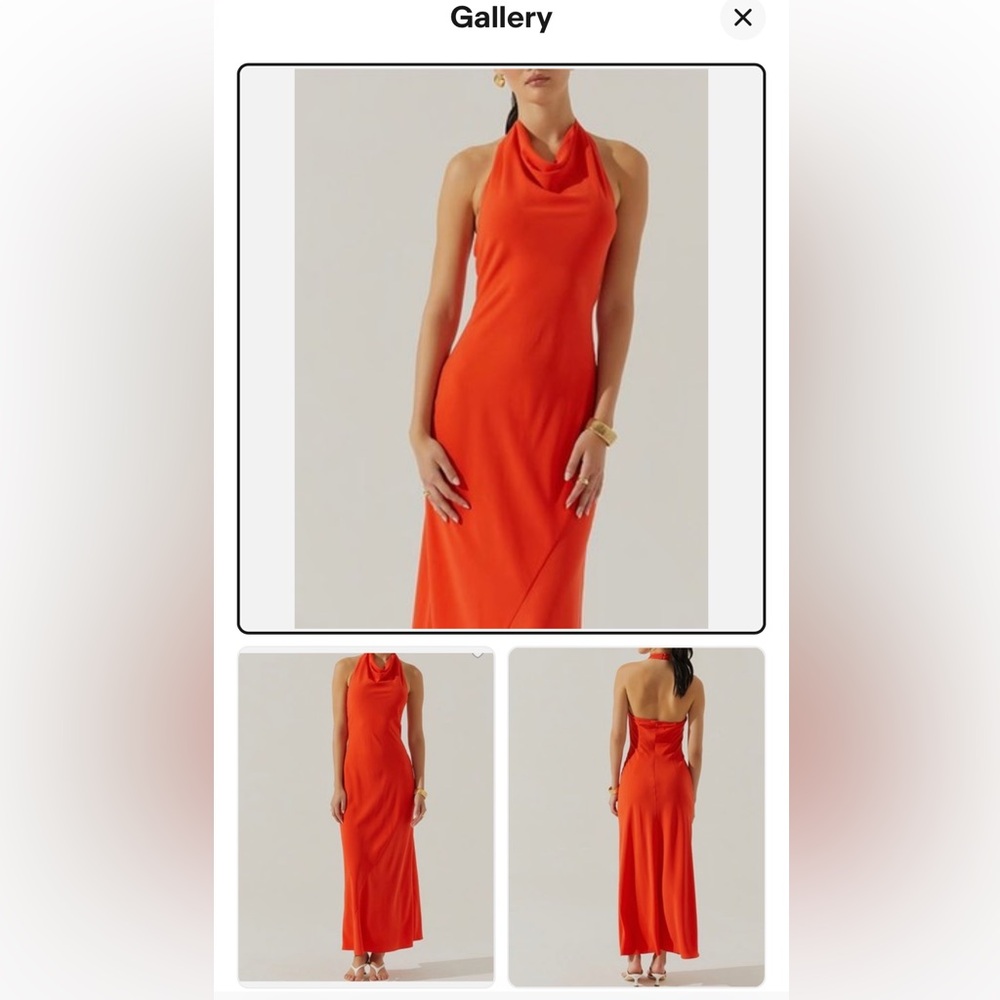 Astr The Label Vibrant Orange Backless Cowl-Neck Dress